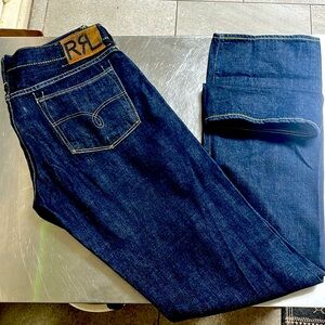 RRL Japanese Selvedge Straight Leg Jeans 30x34 Men's Dark Wash Rinse Double RL
